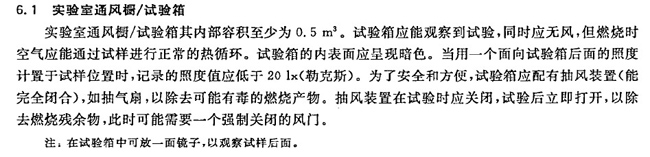 GB2408-2008要求水平垂直燃烧仪的内部容积至少为0.5立方
