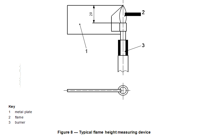 ISO11925-2-2010标准建议的火焰高度测量装置