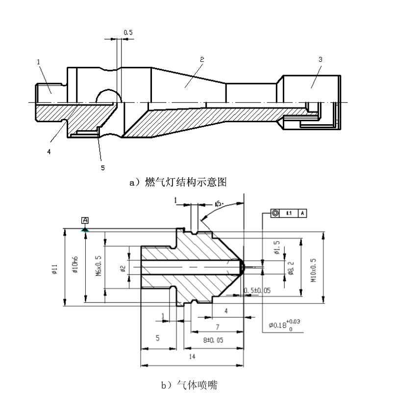 GB 32086-2015 特定种类汽车内饰材料垂直燃烧特性技术要求和试验方法燃气灯结构和尺寸示意图